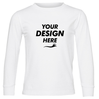 Bella + Canvas Toddler Jersey Long Sleeve Tee, White, Front view, Mockup