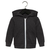 Bella + Canvas Toddler Sponge Fleece Full-Zip Hoodie Sweatshirt, Dark Grey Heather, Front view