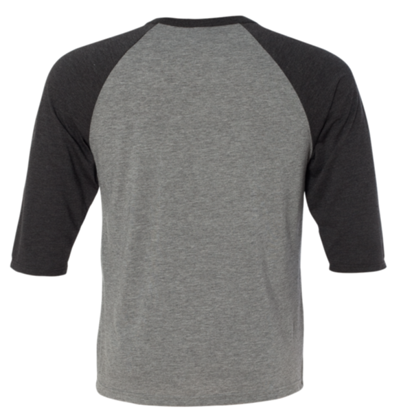 Bella + Canvas Toddler Three-Quarter Sleeve Baseball Tee, Grey / Charcoal Black Triblend, Back view
