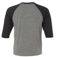 Bella + Canvas Toddler Three-Quarter Sleeve Baseball Tee, Grey / Charcoal Black Triblend, Back view