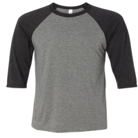 Bella + Canvas Toddler Three-Quarter Sleeve Baseball Tee, Grey / Charcoal Black Triblend, Front view