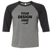 Bella + Canvas Toddler Three-Quarter Sleeve Baseball Tee, Grey / Charcoal Black Triblend, Front view, Mockup