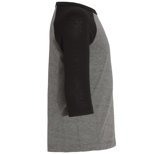 Bella + Canvas Toddler Three-Quarter Sleeve Baseball Tee, Grey / Charcoal Black Triblend, Right Sleeve view