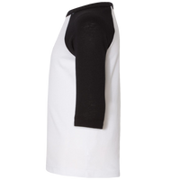 Bella + Canvas Toddler Three-Quarter Sleeve Baseball Tee, White / Black, Left Sleeve view