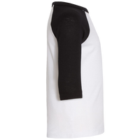 Bella + Canvas Toddler Three-Quarter Sleeve Baseball Tee, White / Black, Right Sleeve view