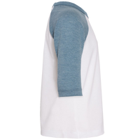 Bella + Canvas Toddler Three-Quarter Sleeve Baseball Tee, White / Denim, Right Sleeve view