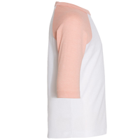 Bella + Canvas Toddler Three-Quarter Sleeve Baseball Tee, White / Heather Peach, Right Sleeve view