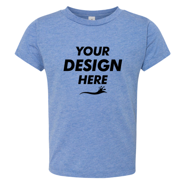 Bella + Canvas Toddler Triblend Tee, Blue Triblend, Front view, Mockup
