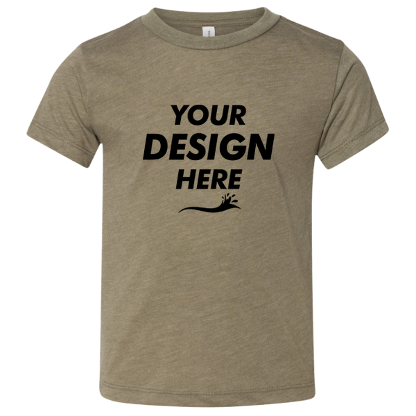 Bella + Canvas Toddler Triblend Tee, Olive Triblend, Front view, Mockup