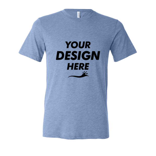 Bella + Canvas Triblend Tee, Blue Triblend, Front view, Mockup