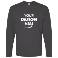 Bella + Canvas Unisex 7.5 oz Heavyweight Long Sleeve Tee, Asphalt, Front view, Mockup