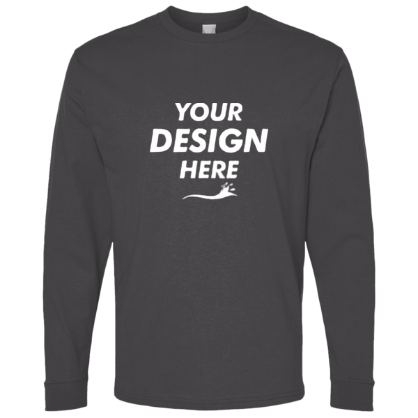 Bella + Canvas Unisex 7.5 oz Heavyweight Long Sleeve Tee, Asphalt, Front view, Mockup