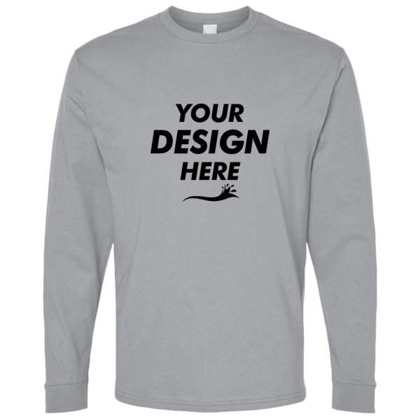 Bella + Canvas Unisex 7.5 oz Heavyweight Long Sleeve Tee, Athletic Heather, Front view, Mockup