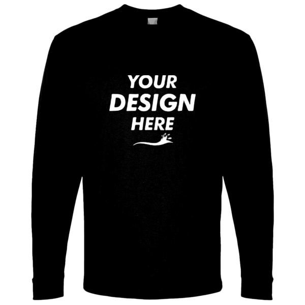 Bella + Canvas Unisex 7.5 oz Heavyweight Long Sleeve Tee, Black, Front view, Mockup