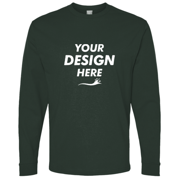 Bella + Canvas Unisex 7.5 oz Heavyweight Long Sleeve Tee, Hunter Green, Front view, Mockup