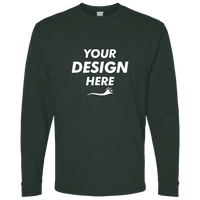 Bella + Canvas Unisex 7.5 oz Heavyweight Long Sleeve Tee, Hunter Green, Front view, Mockup