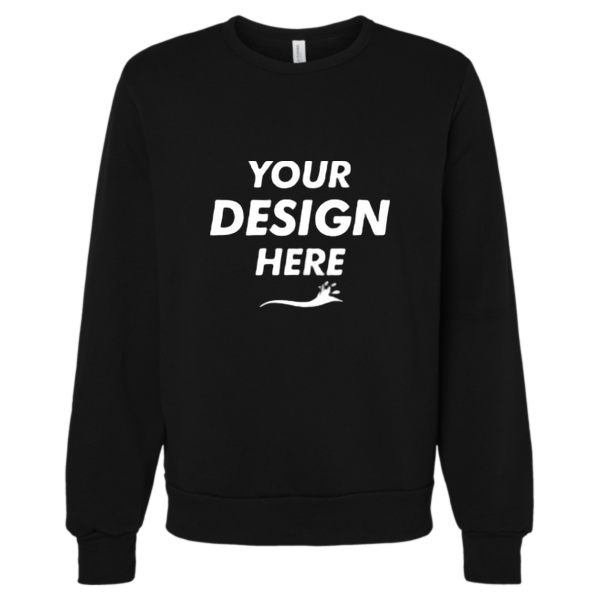 Bella + Canvas Unisex Sponge Fleece Classic Crewneck Sweatshirt, Black, Front view, Mockup