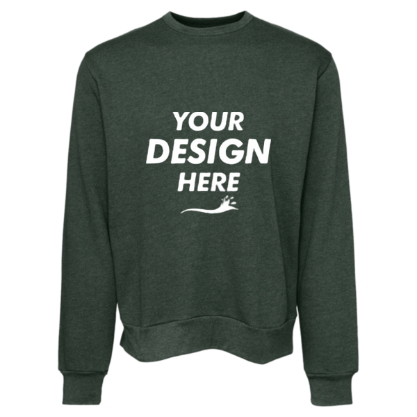 Bella + Canvas Unisex Sponge Fleece Classic Crewneck Sweatshirt, Heather Forest, Front view, Mockup
