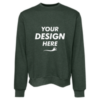 Bella + Canvas Unisex Sponge Fleece Classic Crewneck Sweatshirt, Heather Forest, Front view, Mockup