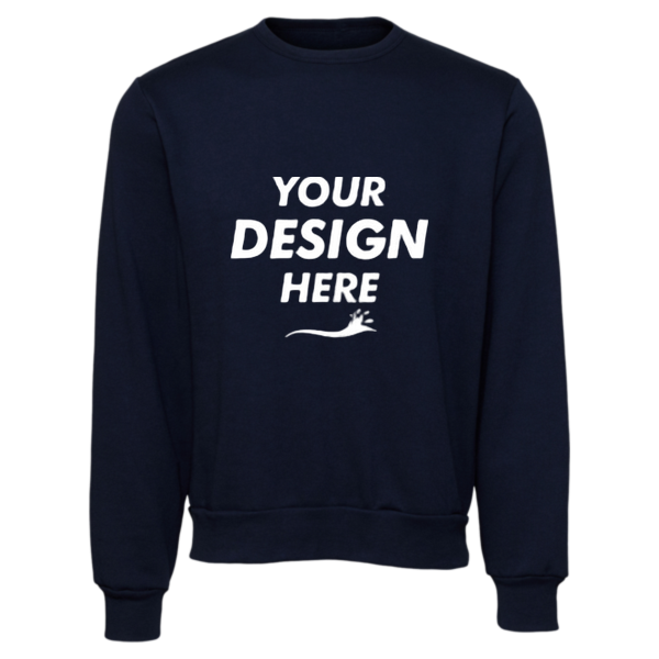 Bella + Canvas Unisex Sponge Fleece Classic Crewneck Sweatshirt, Navy, Front view, Mockup