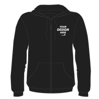 Bella + Canvas Unisex Sponge Fleece DTM Full-Zip Hoodie Sweatshirt, Black, Front view, Mockup