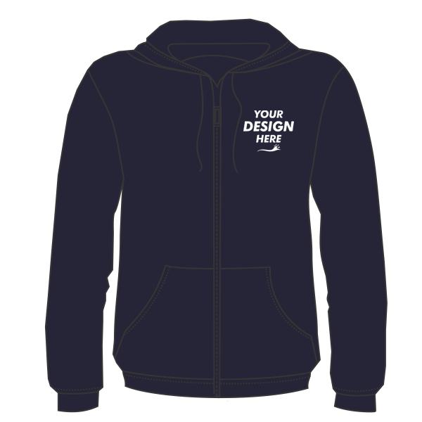 Bella + Canvas Unisex Sponge Fleece DTM Full-Zip Hoodie Sweatshirt, Navy, Front view, Mockup