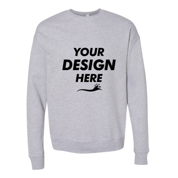 Bella + Canvas Unisex Sponge Fleece Drop Shoulder Crewneck Sweatshirt, Athletic Heather, Front view, Mockup