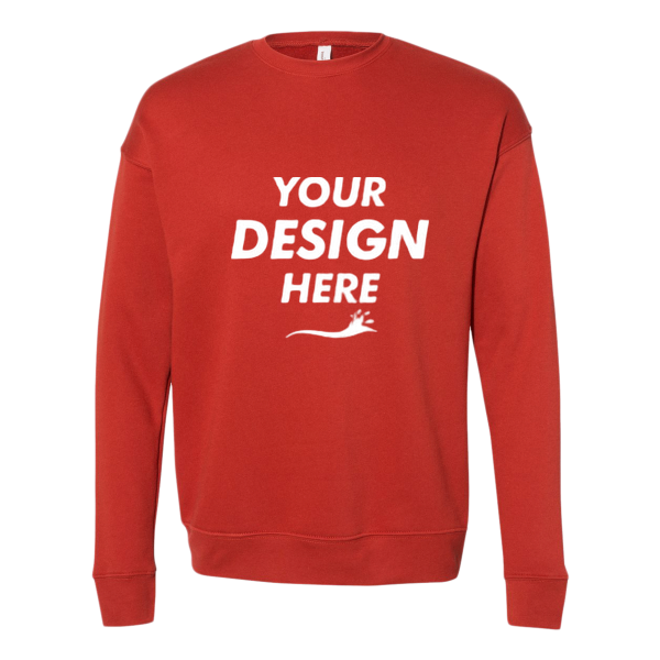 Bella + Canvas Unisex Sponge Fleece Drop Shoulder Crewneck Sweatshirt, Brick, Front view, Mockup