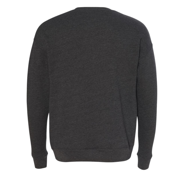 Bella + Canvas Unisex Sponge Fleece Drop Shoulder Crewneck Sweatshirt, Dark Grey Heather, Back view