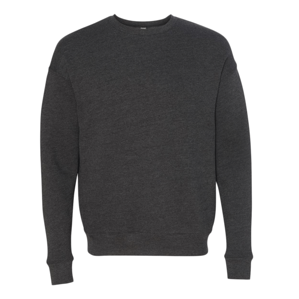 Bella + Canvas Unisex Sponge Fleece Drop Shoulder Crewneck Sweatshirt, Dark Grey Heather, Front view