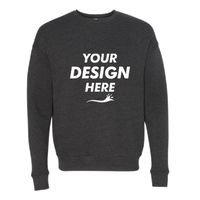 Bella + Canvas Unisex Sponge Fleece Drop Shoulder Crewneck Sweatshirt, Dark Grey Heather, Front view, Mockup