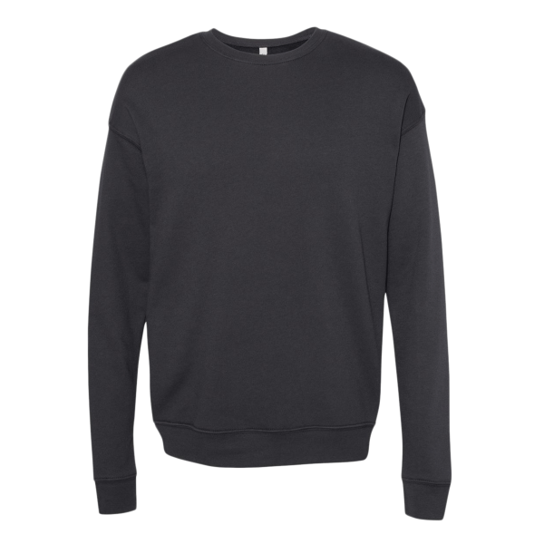 Bella + Canvas Unisex Sponge Fleece Drop Shoulder Crewneck Sweatshirt, Dtg Dark Grey, Front view