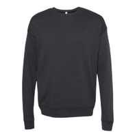 Bella + Canvas Unisex Sponge Fleece Drop Shoulder Crewneck Sweatshirt, Dtg Dark Grey, Front view