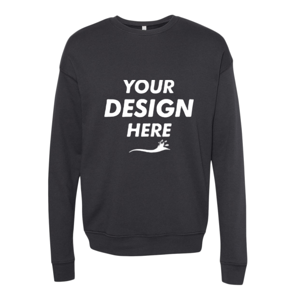 Bella + Canvas Unisex Sponge Fleece Drop Shoulder Crewneck Sweatshirt, Dtg Dark Grey, Front view, Mockup