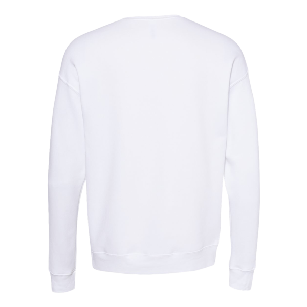 Bella + Canvas Unisex Sponge Fleece Drop Shoulder Crewneck Sweatshirt, Dtg White, Back view