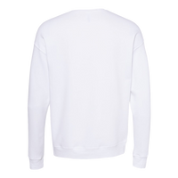 Bella + Canvas Unisex Sponge Fleece Drop Shoulder Crewneck Sweatshirt, Dtg White, Back view