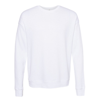 Bella + Canvas Unisex Sponge Fleece Drop Shoulder Crewneck Sweatshirt, Dtg White, Front view