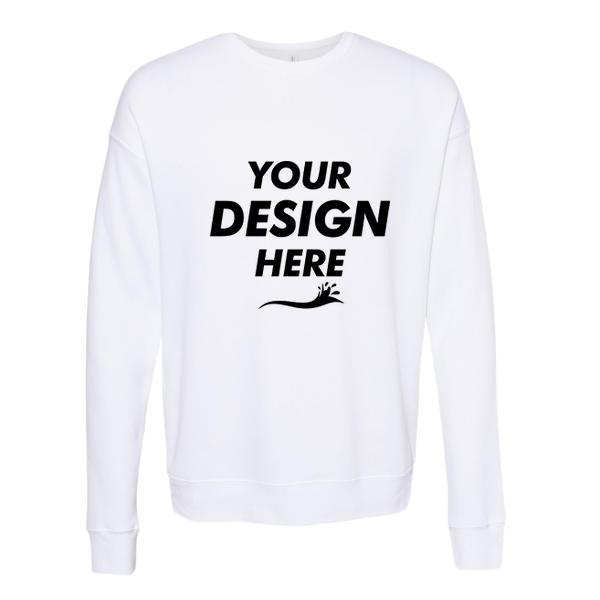 Bella + Canvas Unisex Sponge Fleece Drop Shoulder Crewneck Sweatshirt, Dtg White, Front view, Mockup