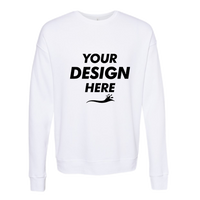 Bella + Canvas Unisex Sponge Fleece Drop Shoulder Crewneck Sweatshirt, Dtg White, Front view, Mockup