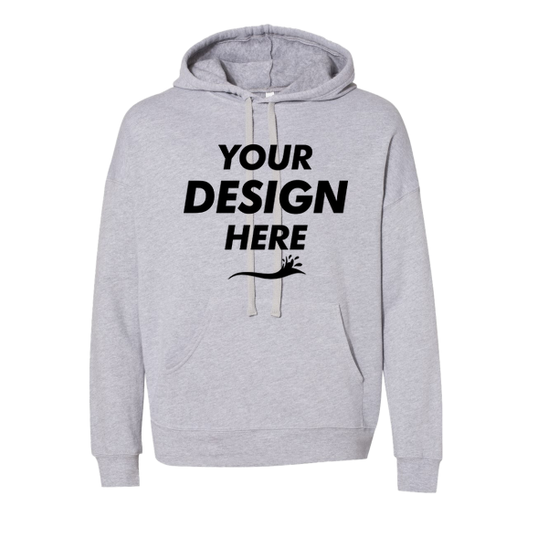 Bella + Canvas Unisex Sponge Fleece Drop Shoulder Hoodie Sweatshirt, Athletic Heather, Front view, Mockup