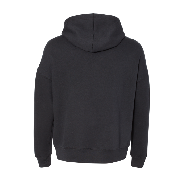 Bella + Canvas Unisex Sponge Fleece Drop Shoulder Hoodie Sweatshirt, Black, Back view