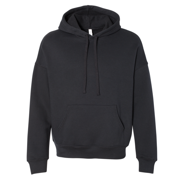 Bella + Canvas Unisex Sponge Fleece Drop Shoulder Hoodie Sweatshirt, Black, Front view