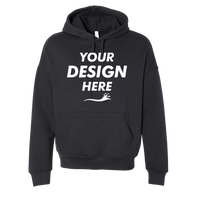 Bella + Canvas Unisex Sponge Fleece Drop Shoulder Hoodie Sweatshirt, Black, Front view, Mockup