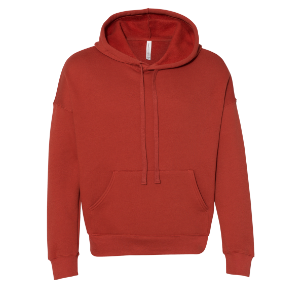 Bella + Canvas Unisex Sponge Fleece Drop Shoulder Hoodie Sweatshirt, Brick, Front view