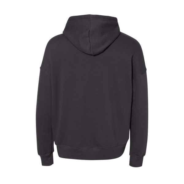 Bella + Canvas Unisex Sponge Fleece Drop Shoulder Hoodie Sweatshirt, Dark Grey, Back view