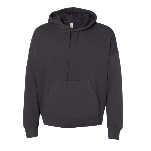 Bella + Canvas Unisex Sponge Fleece Drop Shoulder Hoodie Sweatshirt, Dark Grey, Front view