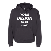 Bella + Canvas Unisex Sponge Fleece Drop Shoulder Hoodie Sweatshirt, Dark Grey, Front view, Mockup