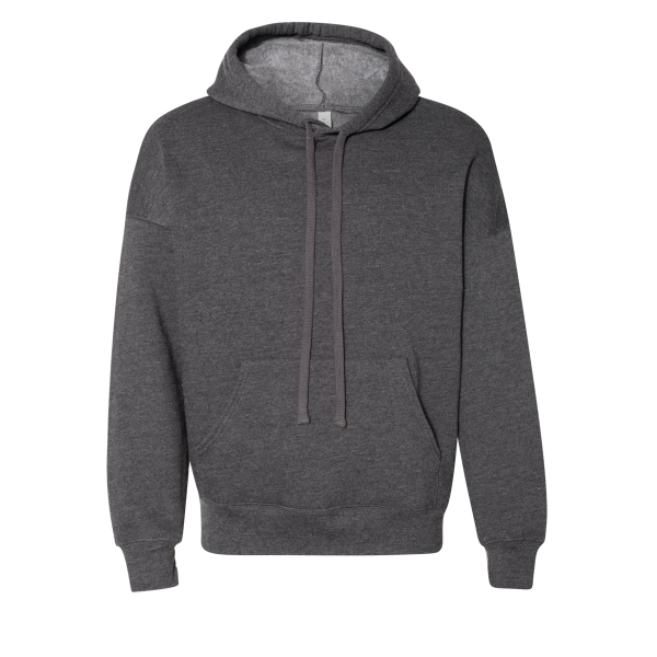 Bella + Canvas Unisex Sponge Fleece Drop Shoulder Hoodie Sweatshirt, Dark Grey Heather, Front view