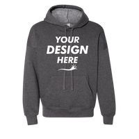 Bella + Canvas Unisex Sponge Fleece Drop Shoulder Hoodie Sweatshirt, Dark Grey Heather, Front view, Mockup