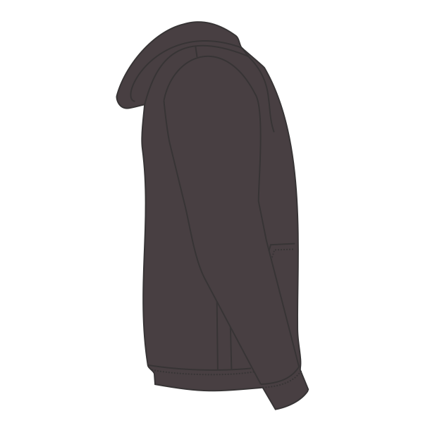 Bella + Canvas Unisex Sponge Fleece Drop Shoulder Hoodie Sweatshirt, Dark Grey Heather, Right Sleeve view